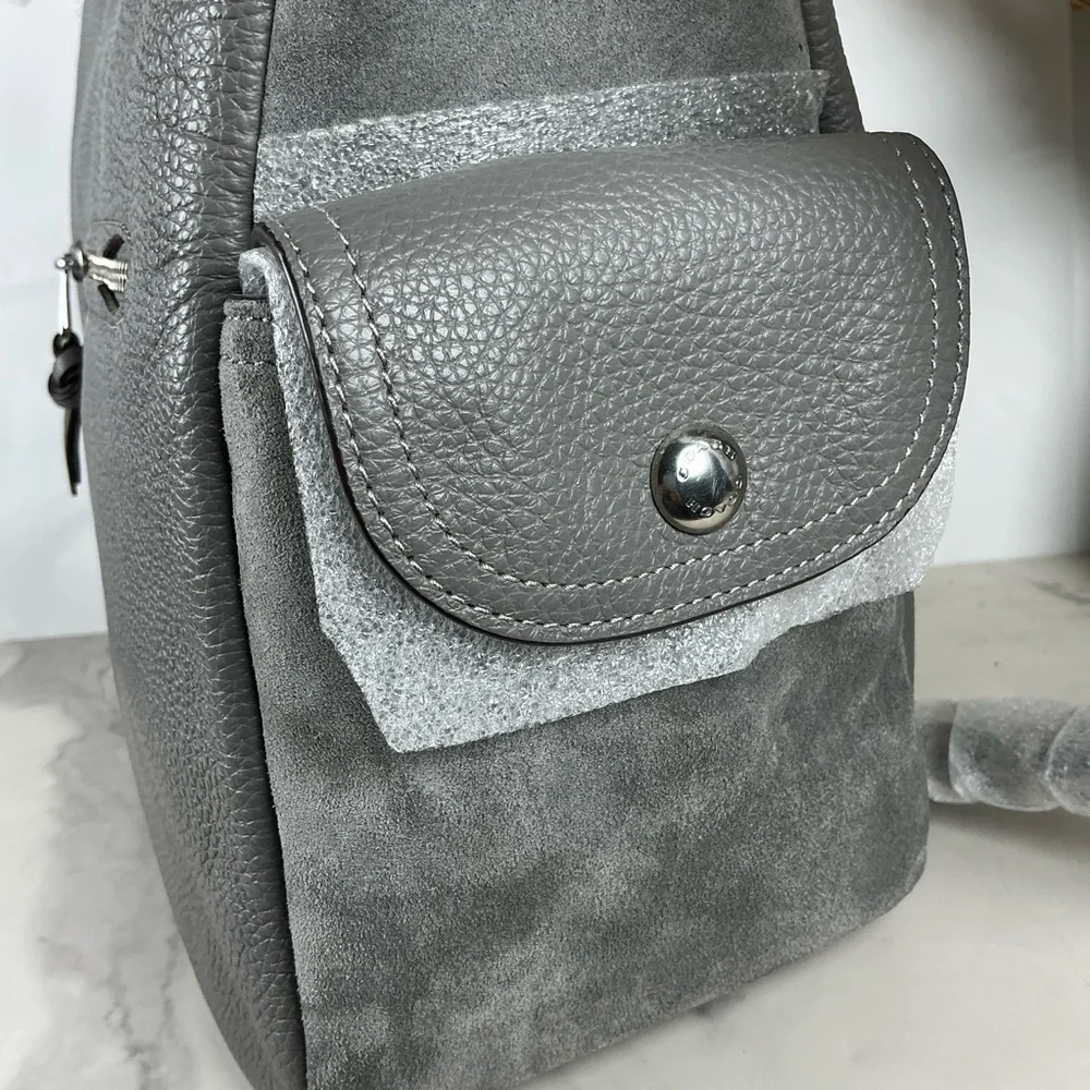 Coach Pennie Heather Gray Leather Hobo Hand Shoulder Bag Suede‎ NWT